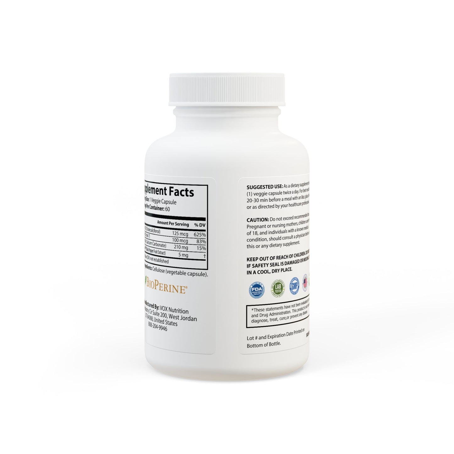 REgulate Vitamin K2 + D3 Supplement (60 Capsules)