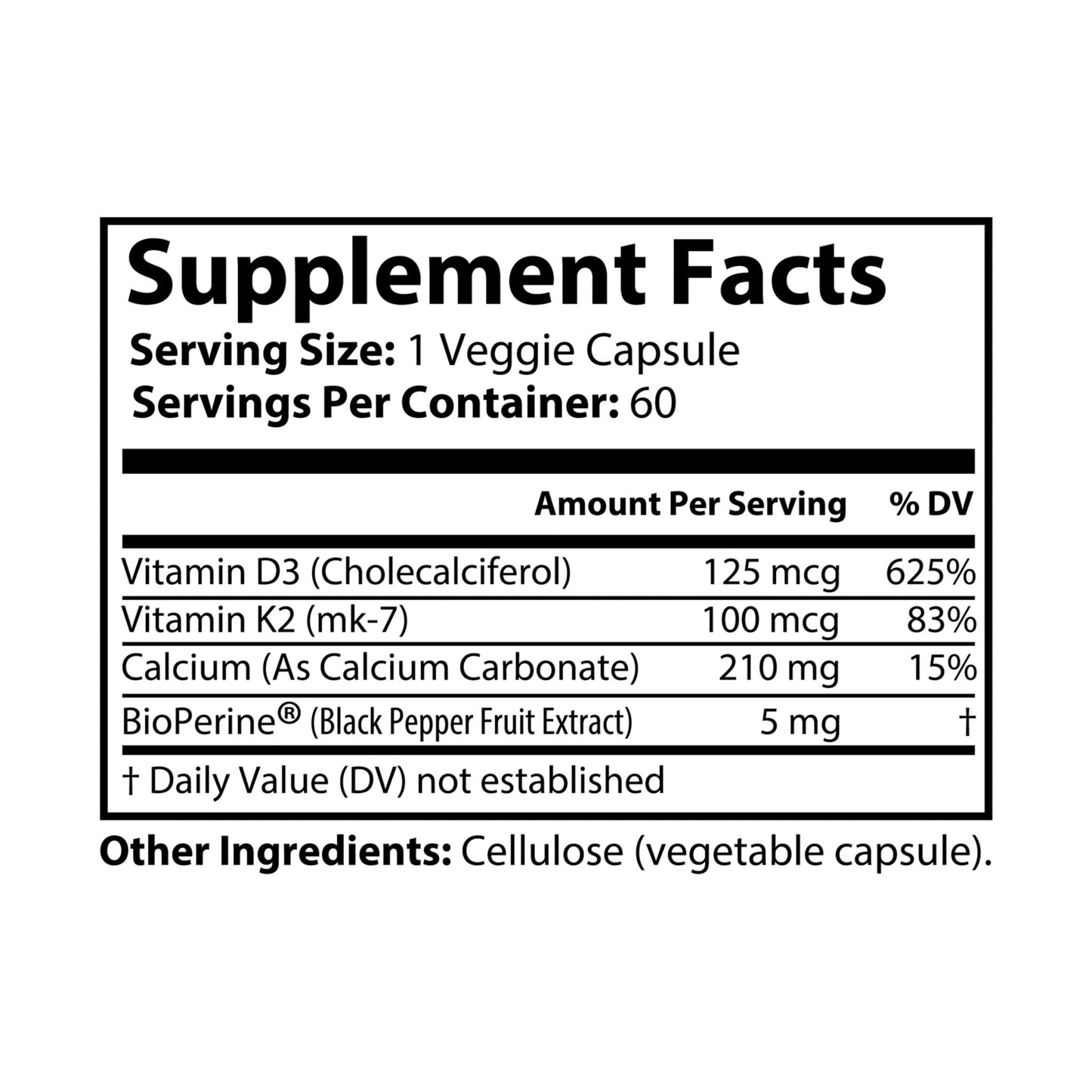 REgulate Vitamin K2 + D3 Supplement (60 Capsules)